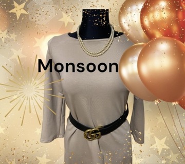 Sukienka tunika beżowa Monsoon zamek na plecach M