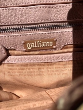 Duża torebka Galliano, płótno i skóra naturalna