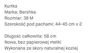 Kurtka Bershka 38 M skóra naturalna skórzana zara