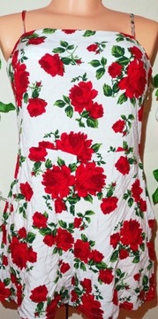 Letni biały Kombinezon na ramiączkach w róże H&M Divided 42 (XL)