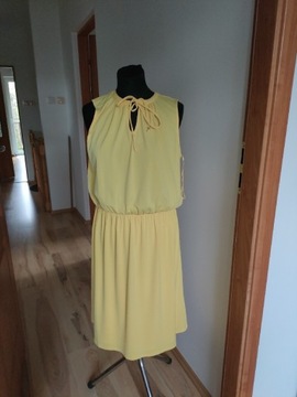Esprit 42 XL damska żółta sukienka na lato zwiewna