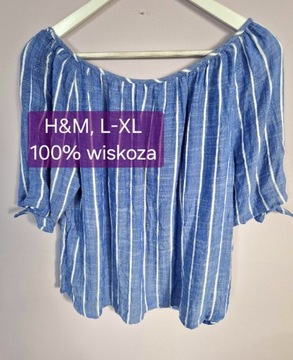 Letnia niebieska bluzka z wiskozy, H&M,  L-XL