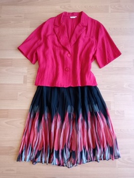 Kostium damski garnitur garsonka spódnica rozmiar 50 czarny czerwony