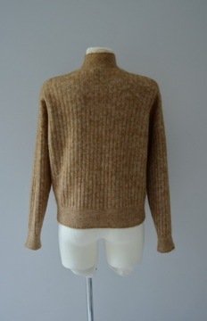 H&M beżowy sweter camel moher wełna premium 34 XS