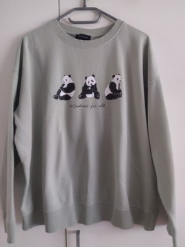 NEW LOOK bluza miętowa pandy panda oversize 38 M L