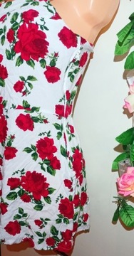 Letni biały Kombinezon na ramiączkach w róże H&M Divided 42 (XL)