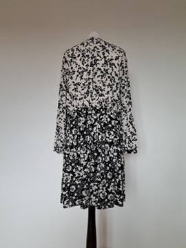 Czarno-biała sukienka w delikatne kwiaty French Connection rozmiar 40