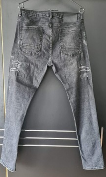 Czarne spodnie jeansy z przetarciami slim Denim Co