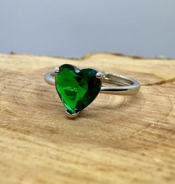 Komplet Biżuterii Zielone serce Srebrno 925