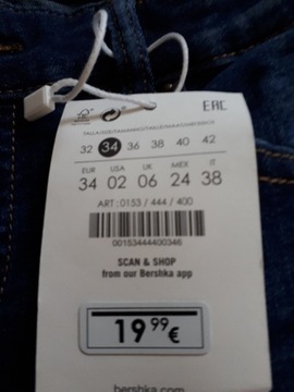 Spodnie jeansy Denim Bershka, roz 34 Nowe!