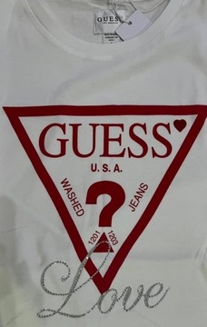 Guess bluzka t-shirt rozmiar S M biała 