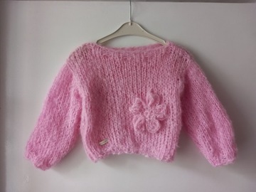 sweter mgiełka różowa włochacz antyalergiczny