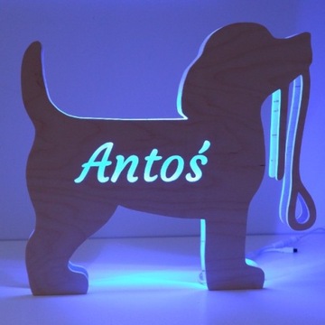 Lampka nocna pies z imieniem piesek psy pieseł RGB