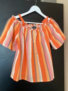 Pomarańczowa bluzka w paski hiszpanka