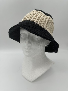 Nowy beżowo czarny bucket hat a’la Prada Handmade by Cute Peony