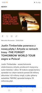 Bilet na koncert Justina Timberlake 