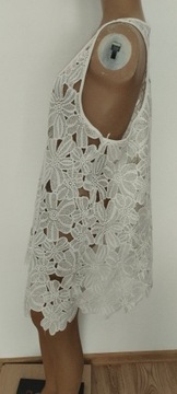 top tunika ażurowa sukienka białe kwiatki atmosphe