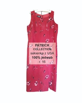 Patrick Collection sukienka z USA 100% jedwab r.16