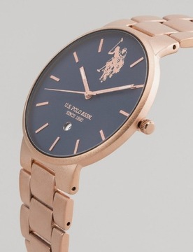 Zegarek U.S. Polo Assn. czarny/różowo-złoty