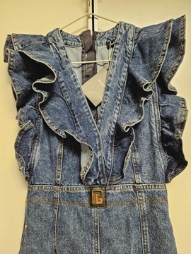 Balmain sukienka Jeans Jeansowa Falbany XS