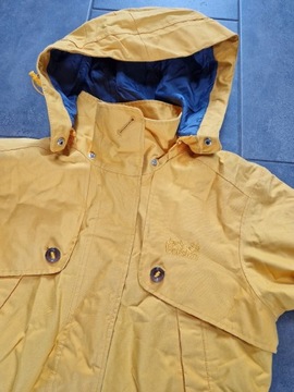 Żółty wodoodporny płaszcz parka Jack Wolfskin S