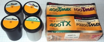 KODAK, 4 filmy C-B Tmax 100, 400, P3200 i 400TX