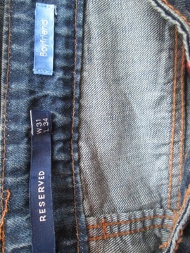 RESERVED spodnie damskie jeans Boyfriend W 31 L 34