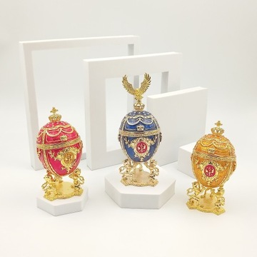 Jajko jajo faberge pojemniki szkatułka niebieskiek