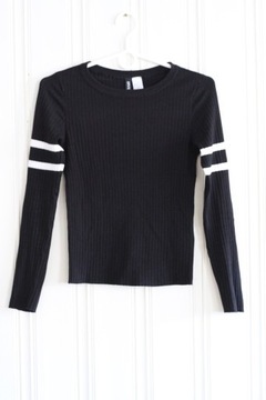 czarny biały top H&M xs 34 bawełna bluzka sweter