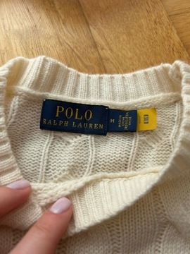 Sweter Polo Ralph Lauren welna r.M krem warkocz