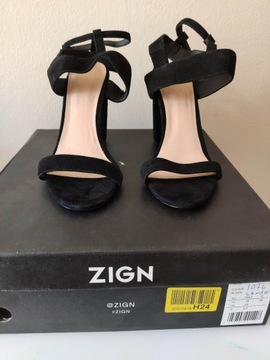 Buty Zign Sandały na obcasie Zamsz R.39