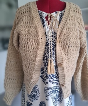 Rozpinany beżowy sweter rozmiar L /XL