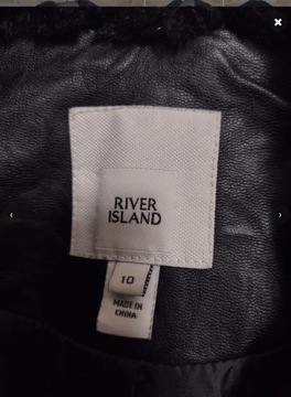 (36/S) RIVER ISLAND/Skórzana kurtka z futerkiem