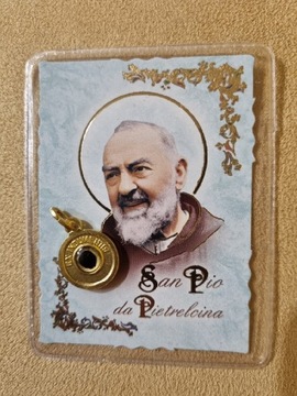 Ojciec Pio medalion relikwia+obrazek 