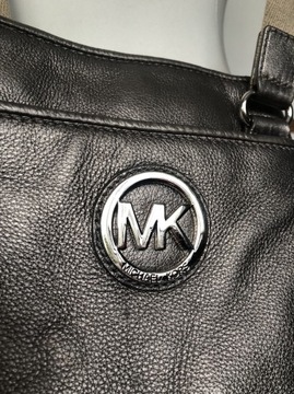 Skórzana listonoszka Michael Kors, srebrna, logo