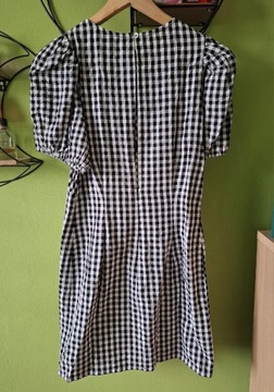 Mini sukienka z bufkami kratka Vichy Mango 38 Nowa