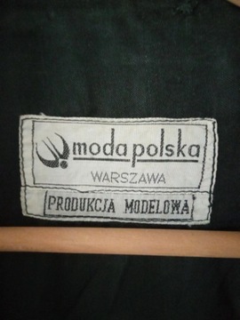 Taliowany płaszcz w kratę Moda Polska real vintage retro klasyczny