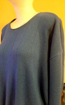 niebieski damski sweter, bawełna z wełną, 48/50.