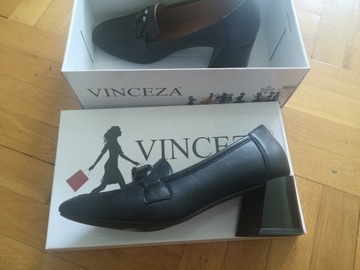 Buty Vinceza czarne 38 półbuty czółenka 