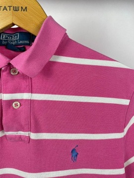 Koszulka Polo w paski Polo Ralph Lauren S różowa