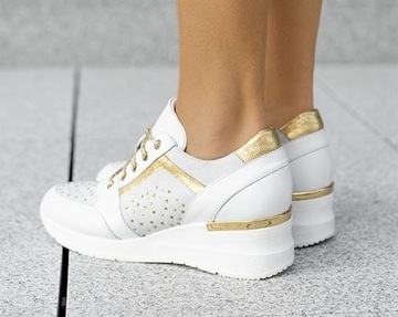 Skórzane sneakersy białe SAWAY Palena d'oro nr 38
