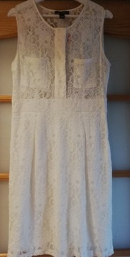 Mango biała sukienka koronka r L