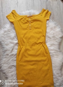 Śliczna letnia mini sukienka żółta Terranova S