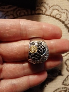 Srebrny 925 pierścionek z cyrkoniami i agatami