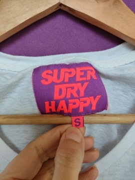 Biały t-shirt z kolorowym napisem Happy Superdry S