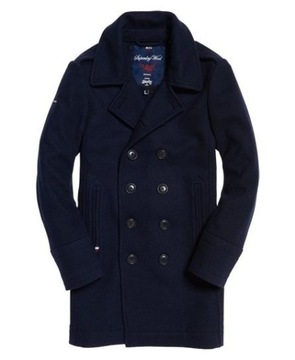 SUPERDRY ARC BRIDGE COAT NAVY PŁASZCZ MĘSKI S WOOL