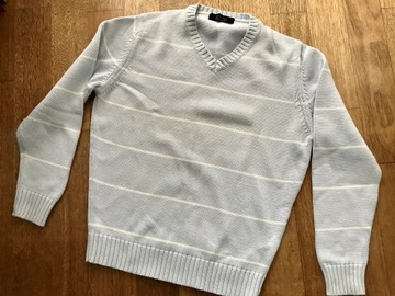 Błękitny bawełniany sweter Zara Man styl Capri M