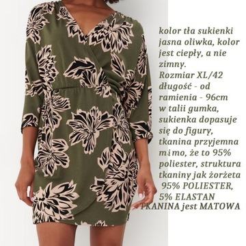 Sukienka Kopertowa Mohito 42 / XL pastel oliwka