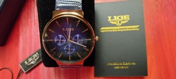 Elegancki zegarek LIGE błękit oceanu