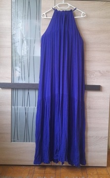 Piękna niebieska zwiewna sukienka maxi H&M r. 38